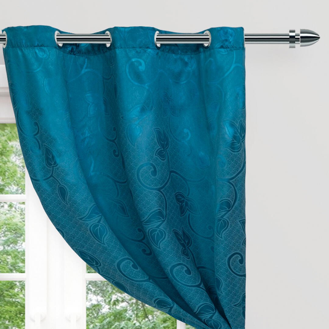 Cortina Pergamino Azul Petróleo 270x220cm Horizontal Argolla - Cortinas y Persianas | Bylmo
