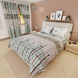 Combo Juego de Sabanas y Cortina Lecanio Gris Claro de Líneas Para Cama Queen 160 X 180 Cm - Sabanas | Bylmo