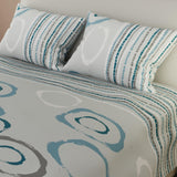 Combo Juego de Sabanas y Cortina Lecanio Gris Claro de Círculos Para Cama Doble 140 X 190 Cm - Sabanas | Bylmo