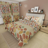 Combo Juego de Sabanas y Cortina Lecanio Amarillo de Otoño Para Cama Doble 140 X 190 Cm - Sabanas | Bylmo