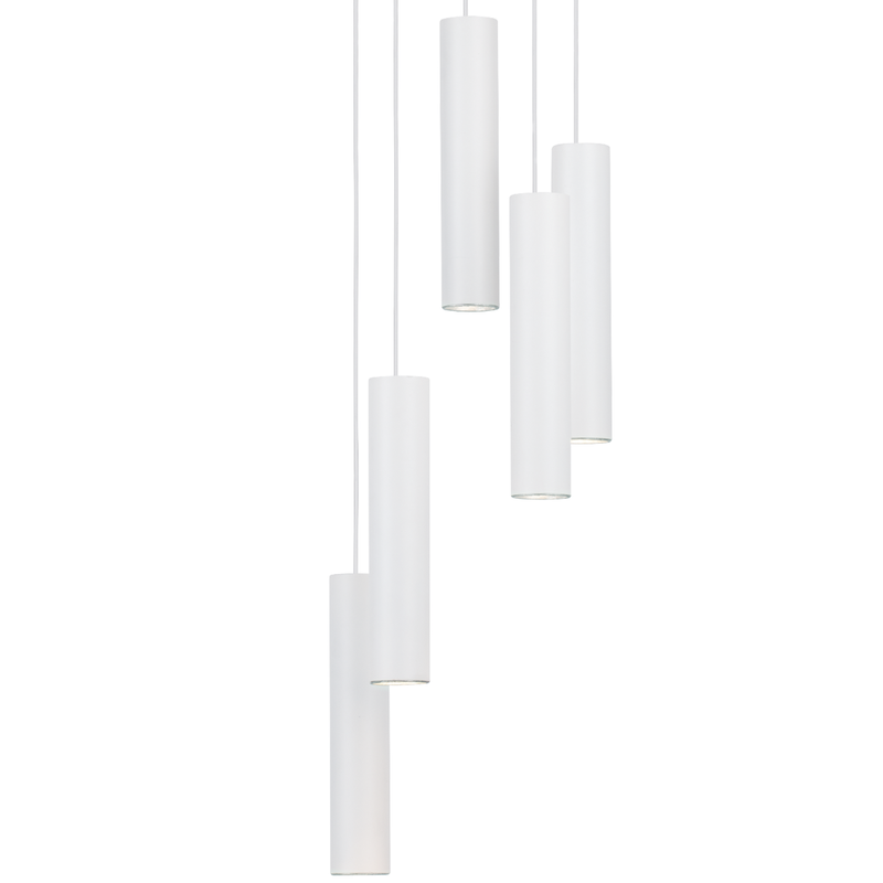 Lámpara Colgante Minimalista Blanco 5 Luces Ajustable Led 35x35x150cm