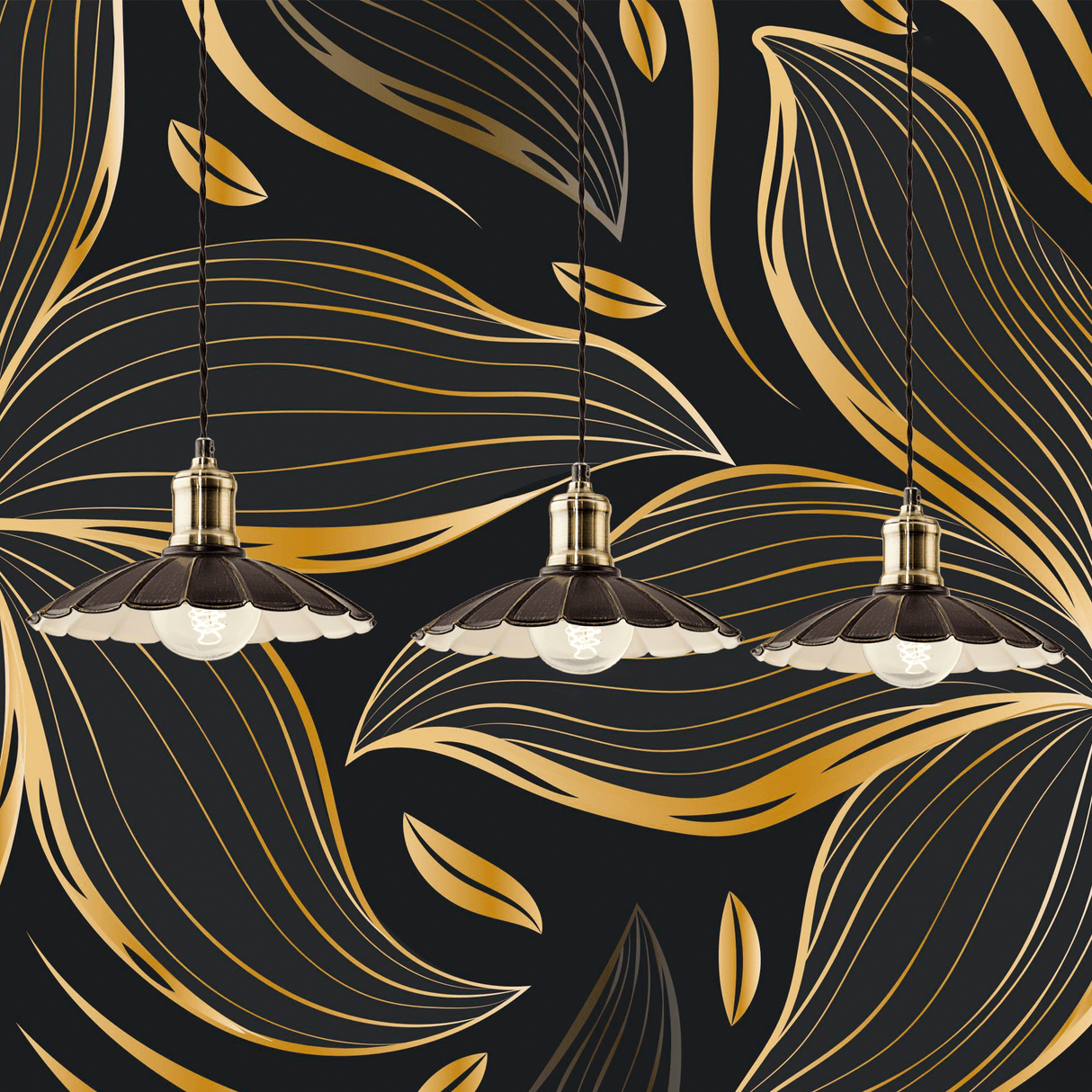 Lámpara Colgante Vintage Negra 3 Luces 25x87x110cm Estilo Industrial - Iluminacion | Bylmo