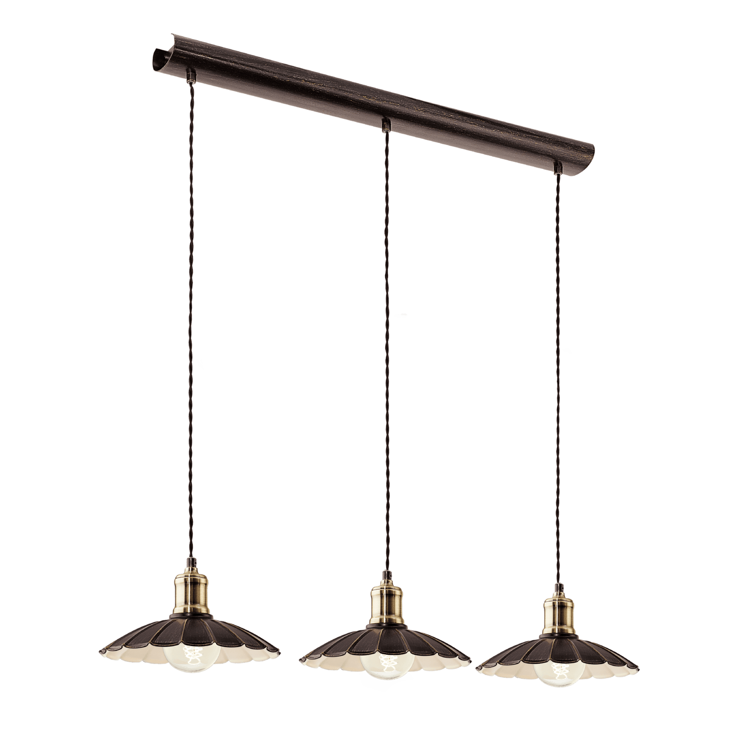 Lámpara Colgante Vintage Negra 3 Luces 25x87x110cm Estilo Industrial - Iluminacion | Bylmo