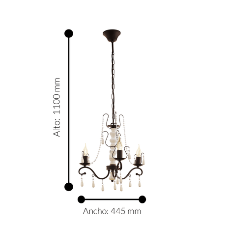 Lámpara Colgante Rústico 3 Luces Café Acero Ajustable 44x44x110cm - Iluminacion | Bylmo