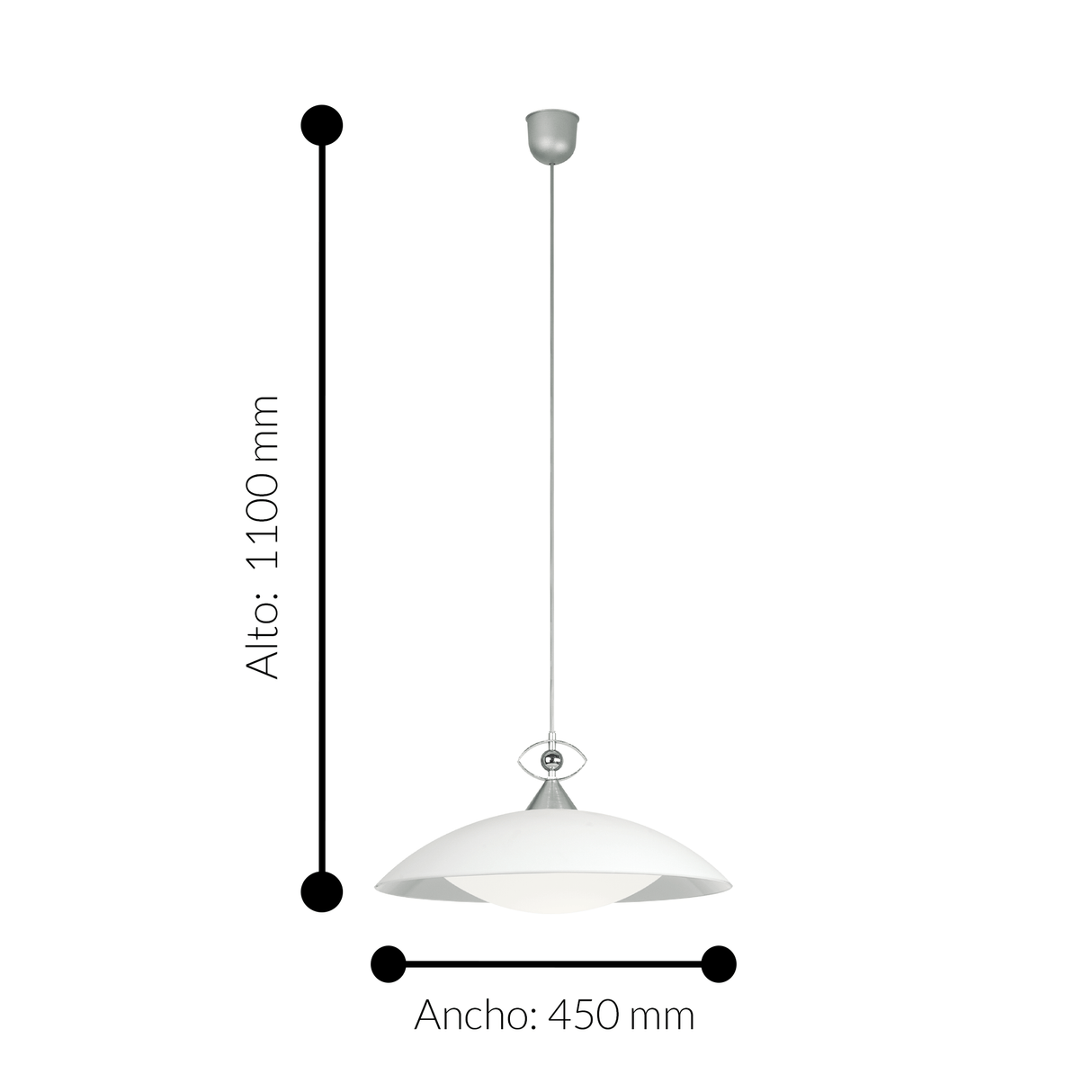 Lámpara Colgante Contemporáneo 45x45x110cm Gris Aluminio Ajustable - Iluminacion | Bylmo