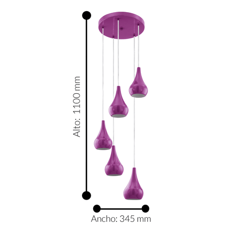 Lámpara Colgante Moderno Morado Cerámica 35x35x110cm 1.8kg - Iluminacion | Bylmo