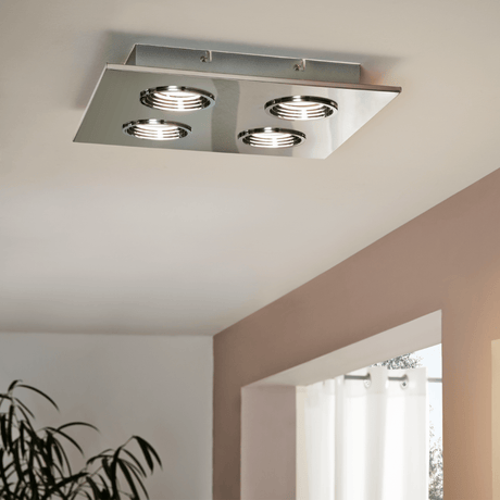 Lámpara de Techo Contemporáneo Gris 4 luces LED 1600 lúmenes - Iluminacion | Bylmo