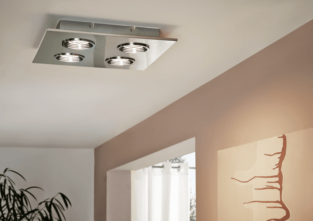 Lámpara de Techo Contemporáneo Gris 4 luces LED 1600 lúmenes - Iluminacion | Bylmo