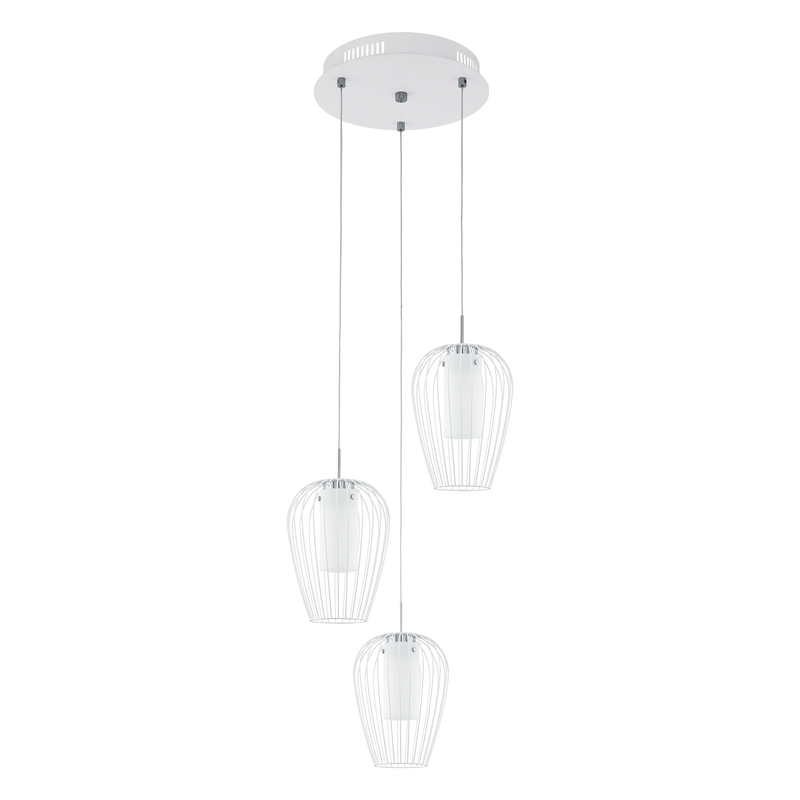 Lámpara Colgante Minimalista 38x38 Blanco Ajustable 110v Led 3 Luces