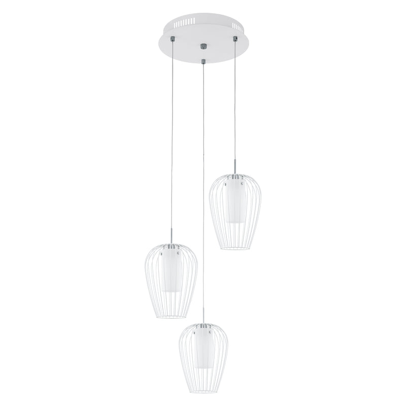 Lámpara Colgante Minimalista 38x38 Blanco Ajustable 110v Led 3 Luces