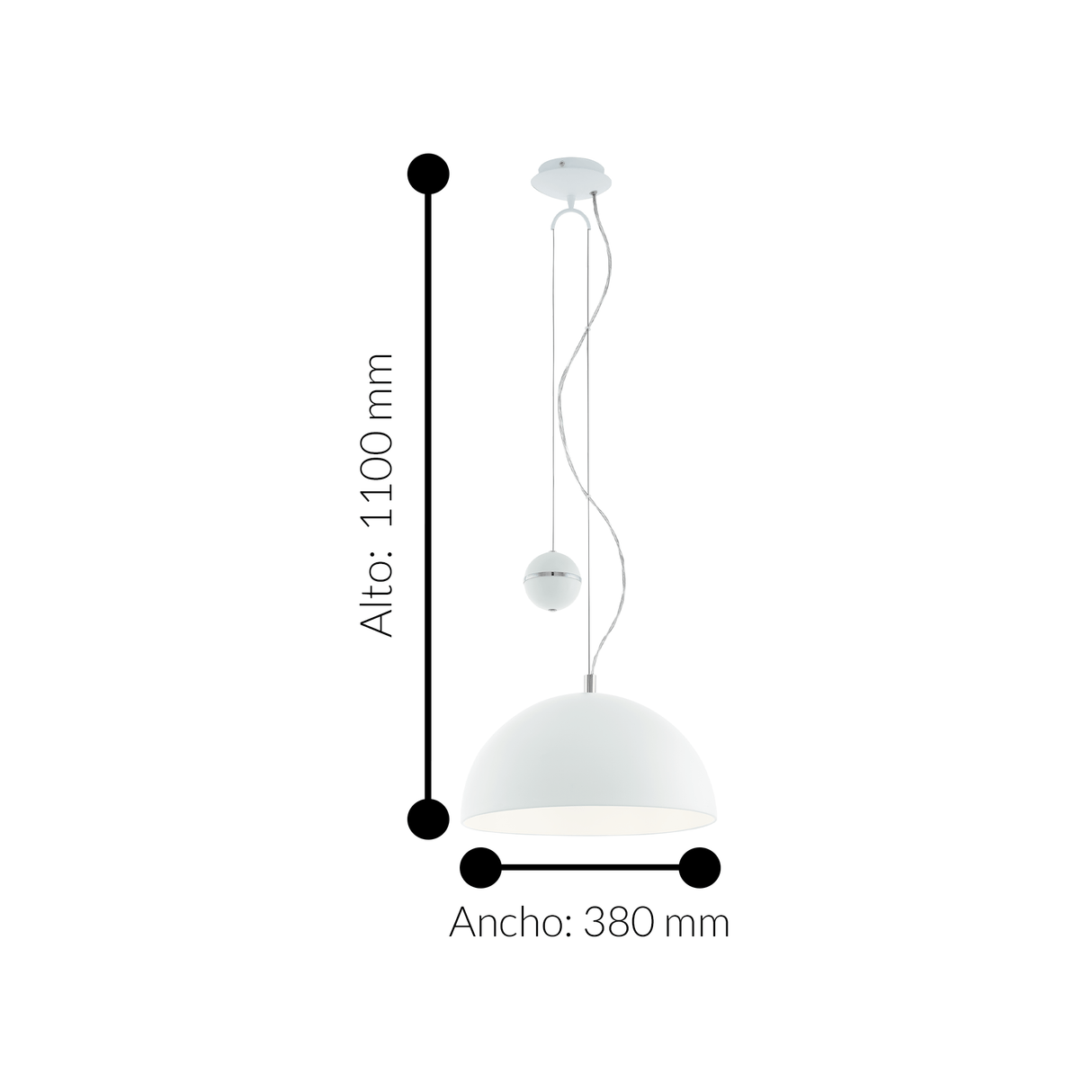 Lámpara Colgante Rústico Blanco 1 Luz Ajustable 38x38x110cm - Iluminacion | Bylmo