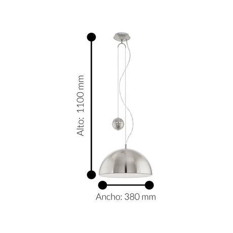 Lámpara Colgante Rústico Gris 38x110cm ACERO Ambiente Ajustable LED - Iluminacion | Bylmo