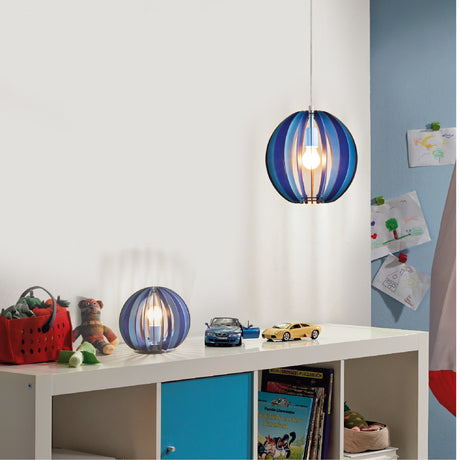 Lámpara Colgante Rústico Azul 30x30x110cm Madera Ajustable - Iluminacion | Bylmo