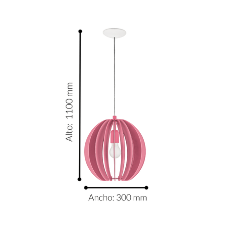 Lámpara Colgante Rústico Rosa 30x30x110 cm Madera Ajustable - Iluminacion | Bylmo