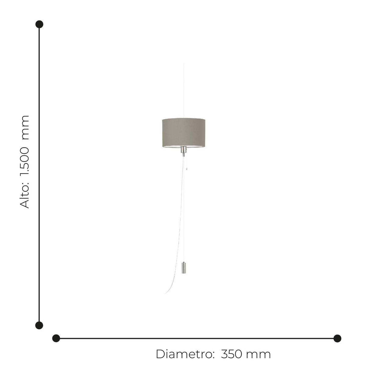 Lámpara Colgante Contemporáneo Gris Acero 35x35x150cm Ajustable LED 1100 Lúmenes 160 IP20 - Iluminacion | Bylmo