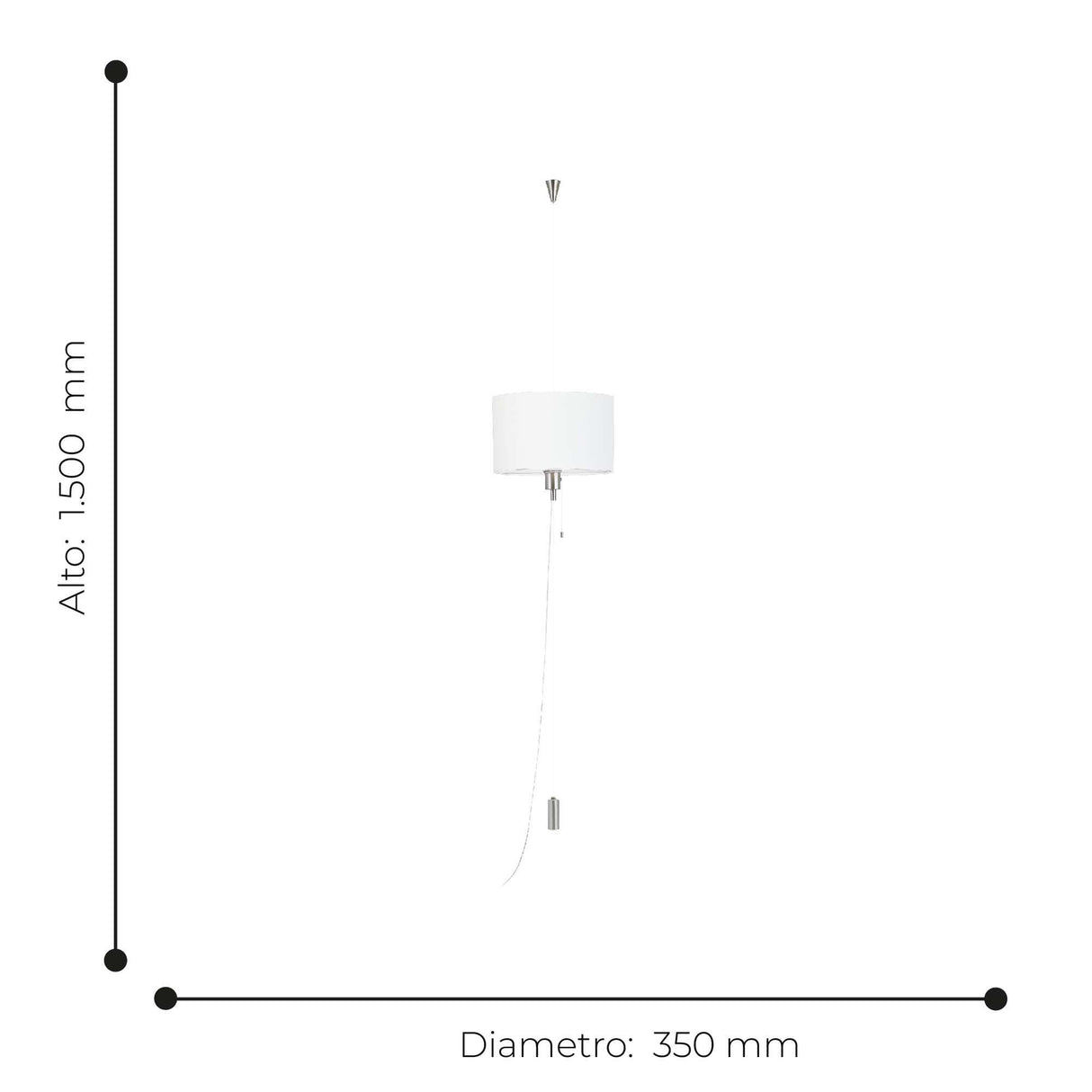 Lámpara Colgante Contemporáneo 35x35x150 Blanco Ajustable - Iluminacion | Bylmo