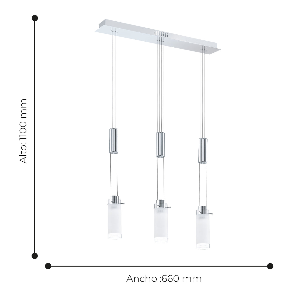 Lámpara Colgante Moderno Gris Acero Ajustable 10x66x110cm - Iluminacion | Bylmo