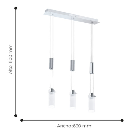Lámpara Colgante Moderno Gris Acero Ajustable 10x66x110cm - Iluminacion | Bylmo