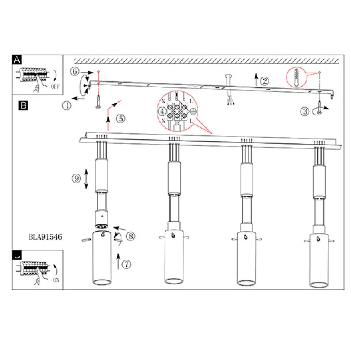 Lámpara Colgante Moderno Gris Acero Ajustable 10x66x110cm - Iluminacion | Bylmo