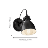 Lámpara de Pared Rústico ACERO 12x19cm Negro 1 Foco - Iluminacion | Bylmo