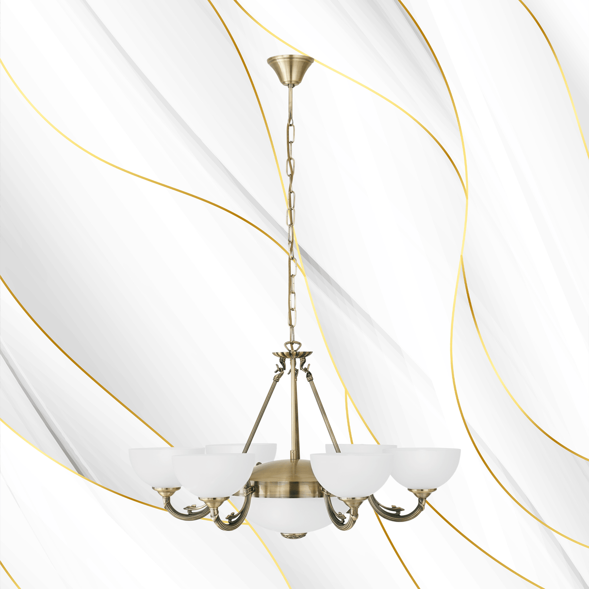 Lámpara Colgante Clásico Dorado 9 luces LED Ajustable 74x74x110 cm - Iluminacion | Bylmo