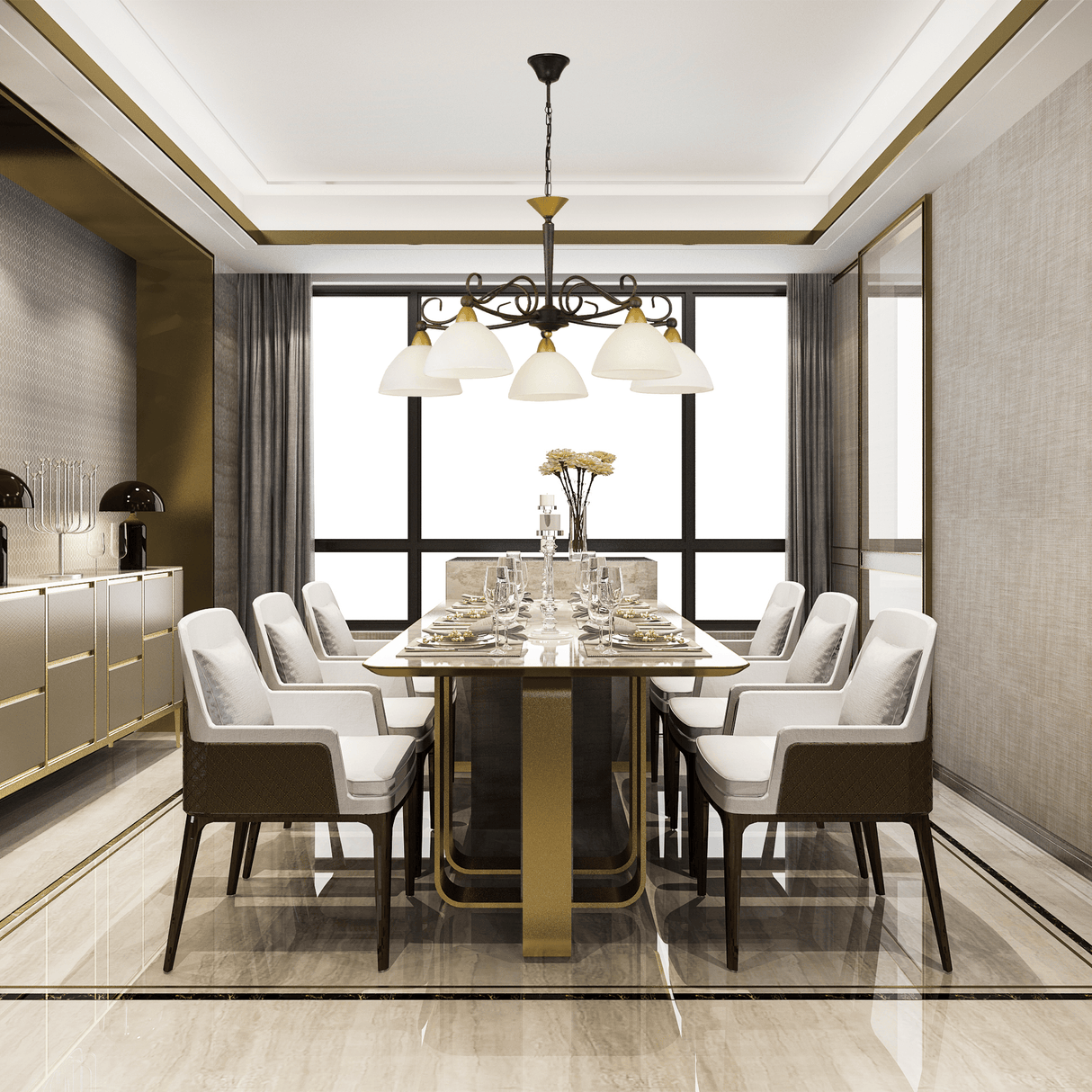 Lámpara Colgante Clásico 66x110 Café Ajustable 5 Luces - Iluminacion | Bylmo