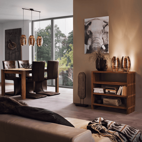 Lámpara Colgante Rústico 3 Luces Café Ajustable 1100 Lúmenes - Iluminacion | Bylmo