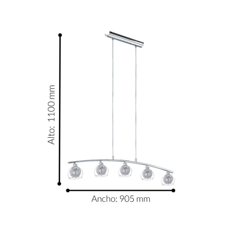 Lámpara Colgante Contemporáneo Gris Acero Ajustable 9x90x110 450 Lúmenes - Iluminacion | Bylmo