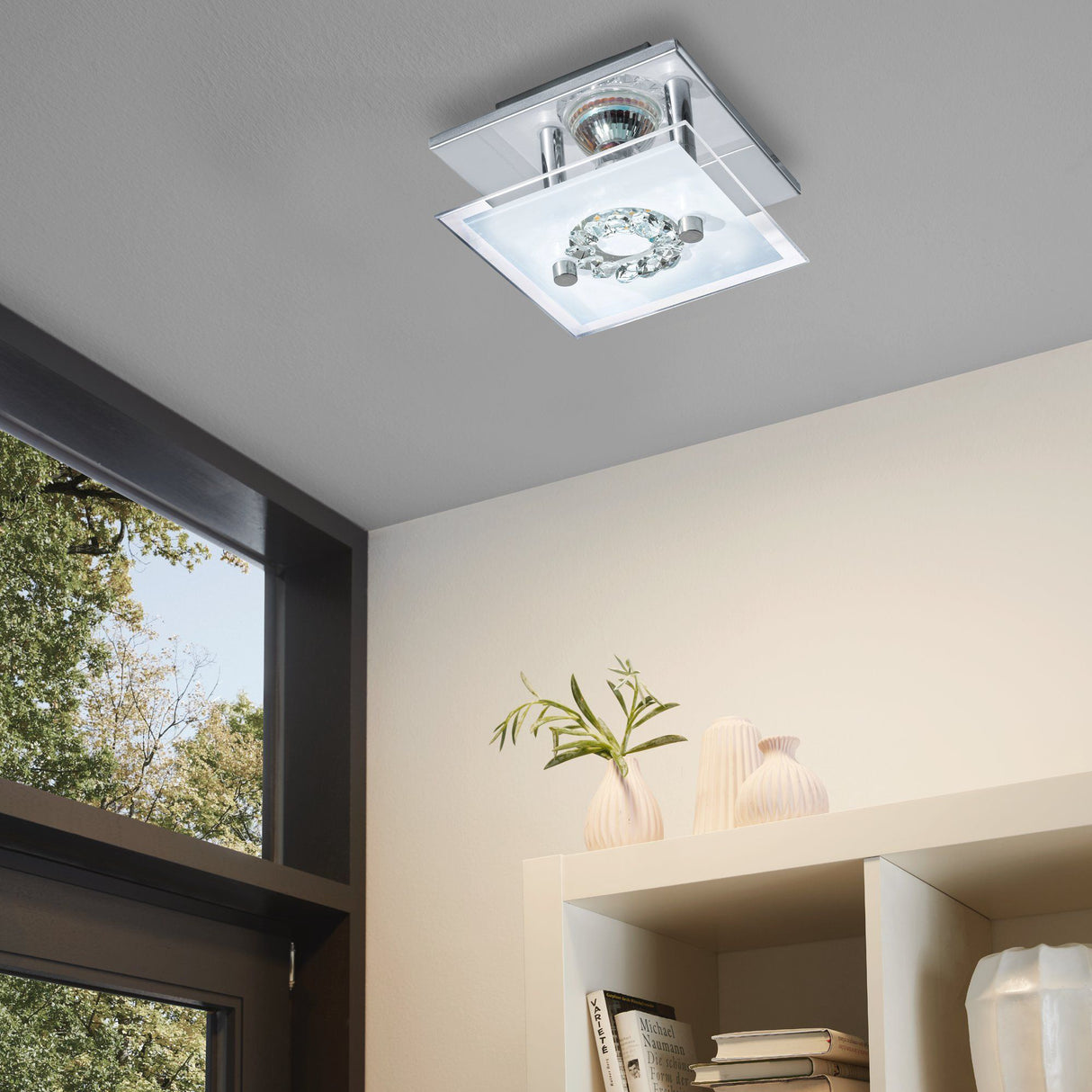 Lámpara Moderno Gris Acero 1 Luz 13x13x8 cm Diseño Único LED 450 Lúmenes - Iluminacion | Bylmo