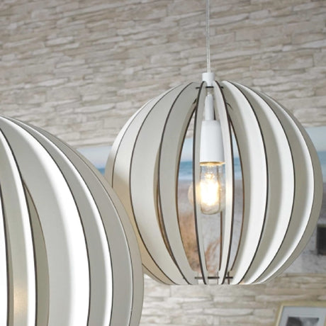 Lámpara Colgante Rústico Blanco 30x30x130cm Madera Ajustable - Iluminacion | Bylmo