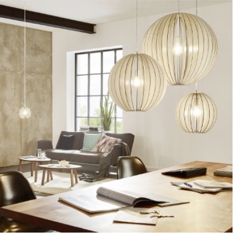 Lámpara Colgante Rústico Blanco 30x30x130cm Madera Ajustable - Iluminacion | Bylmo