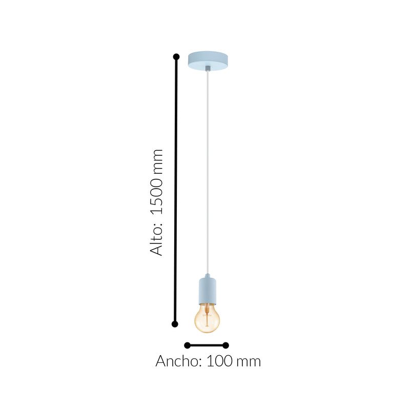 Lámpara Colgante Vintage Azul 1 Luz Ajustable 150cm Acero