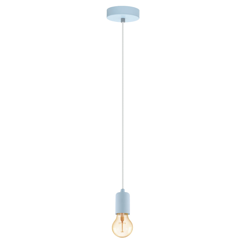 Lámpara Colgante Vintage Azul 1 Luz Ajustable 150cm Acero