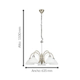 Lámpara Colgante Clásico 5 Luces Dorado Ajustable 63x110cm - Iluminacion | Bylmo