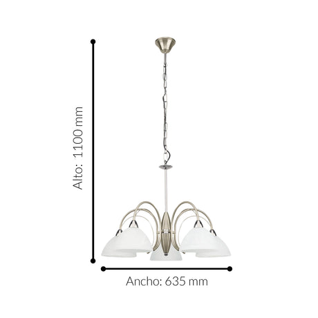 Lámpara Colgante Clásico 5 Luces Dorado Ajustable 63x110cm - Iluminacion | Bylmo