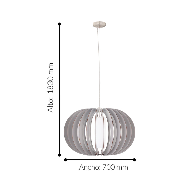Lámpara Colgante Rústico Gris 70x70x183cm Ajustable