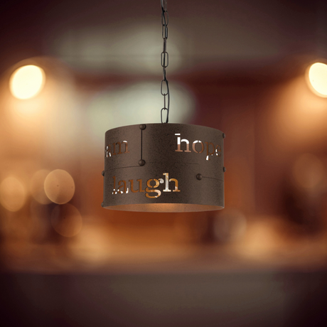 Lámpara Colgante Rústico 1 Luz 32x32x110cm Cafe Ajustable. - Iluminacion | Bylmo