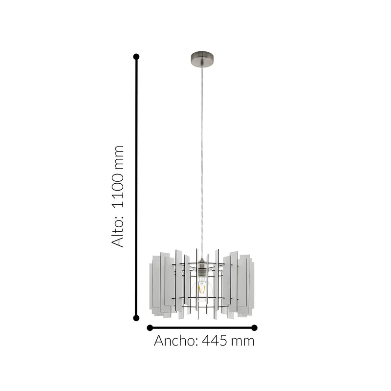 Lámpara Colgante Rústico 44x44x110 Blanco Madera