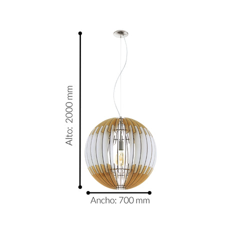 Lámpara Colgante Rústico Madera 70x70x200cm Ajustable Ambiente LED - Iluminacion | Bylmo