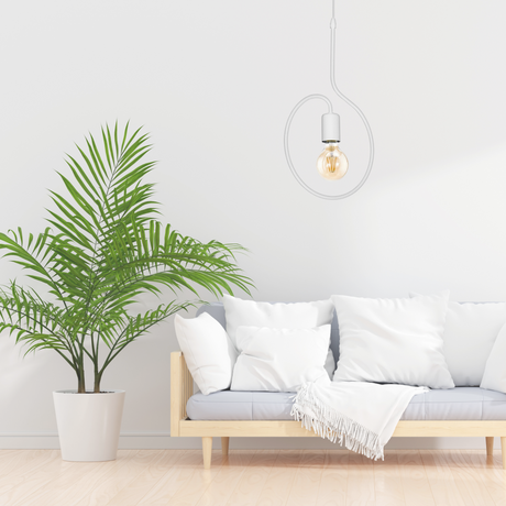 Lámpara Colgante Rústico Blanco 1 Luz Ajustable Techo 110V LED - Iluminacion | Bylmo