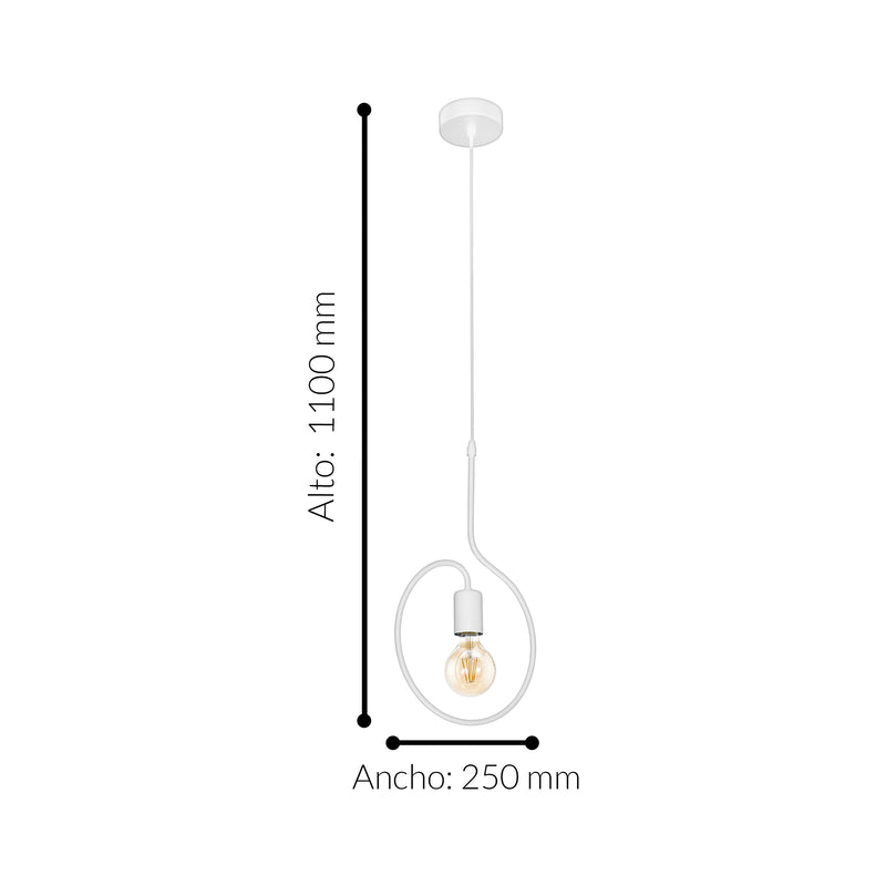 Lámpara Colgante Rústico Blanco 1 Luz Ajustable Techo 110v Led