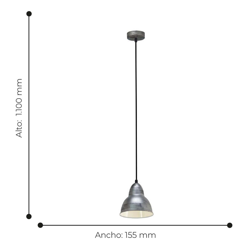 Lámpara Colgante Industrial Gris 110cm Ajustable