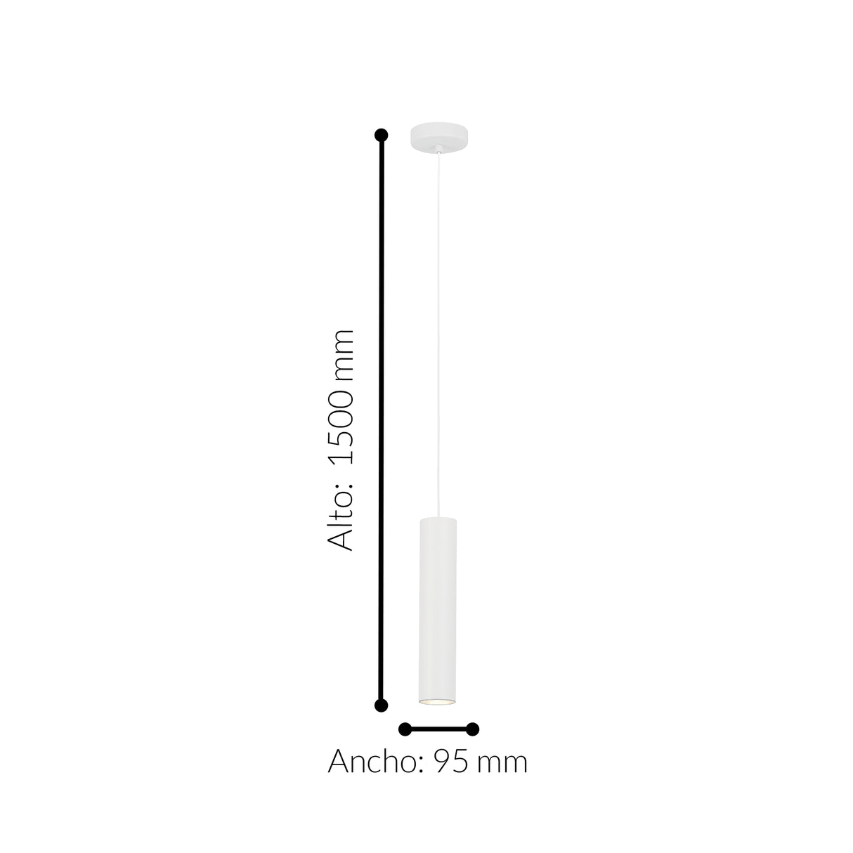 Lámpara Colgante Minimalista Blanco 1 Foco Ajustable LED 9x9x150 cm - Iluminacion | Bylmo