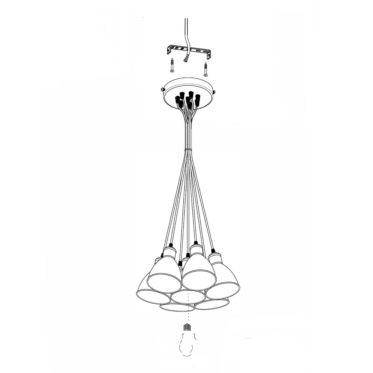 Lámpara Colgante Industrial Cafe 38x38x110 cm Ajustable. - Iluminacion | Bylmo