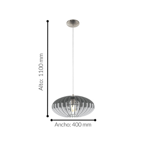 Lámpara Colgante Rústico 1 Luz Gris Madera Ajustable 40x110cm Ambiente - Iluminacion | Bylmo