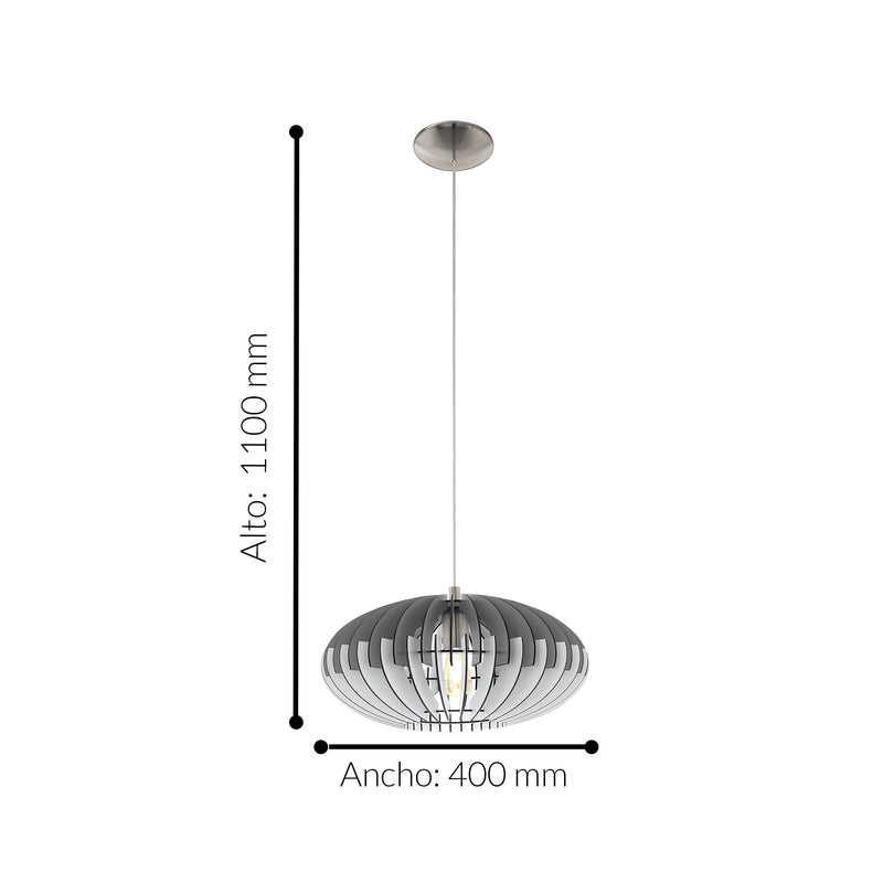 Lámpara Colgante Rústico 1 Luz Gris Madera Ajustable 40x110cm Ambiente