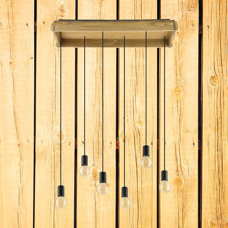 Lámpara Colgante Rústico 22x81x110cm Madera LED 6 Luces - Iluminacion | Bylmo