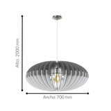 Lámpara Colgante Rústico Gris 1 Foco LED Ajustable 70x200cm - Iluminacion | Bylmo