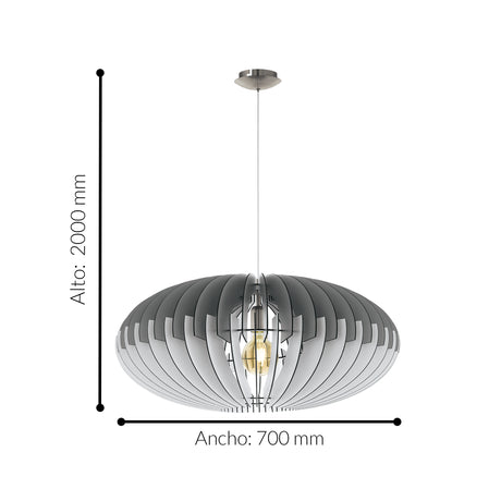 Lámpara Colgante Rústico Gris 1 Foco LED Ajustable 70x200cm - Iluminacion | Bylmo