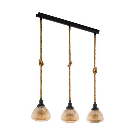 Lámpara Colgante Rústico Negro 3 Luces 19x89x123cm. - Iluminacion | Bylmo